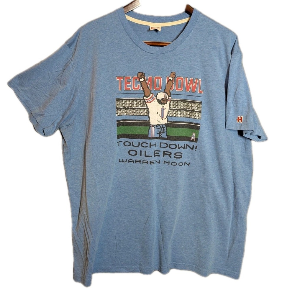 Homage Tecmo Bowl Warren Moon Oilers Shirt 3XL Throwback‎ NFL Retro Gamer Blue